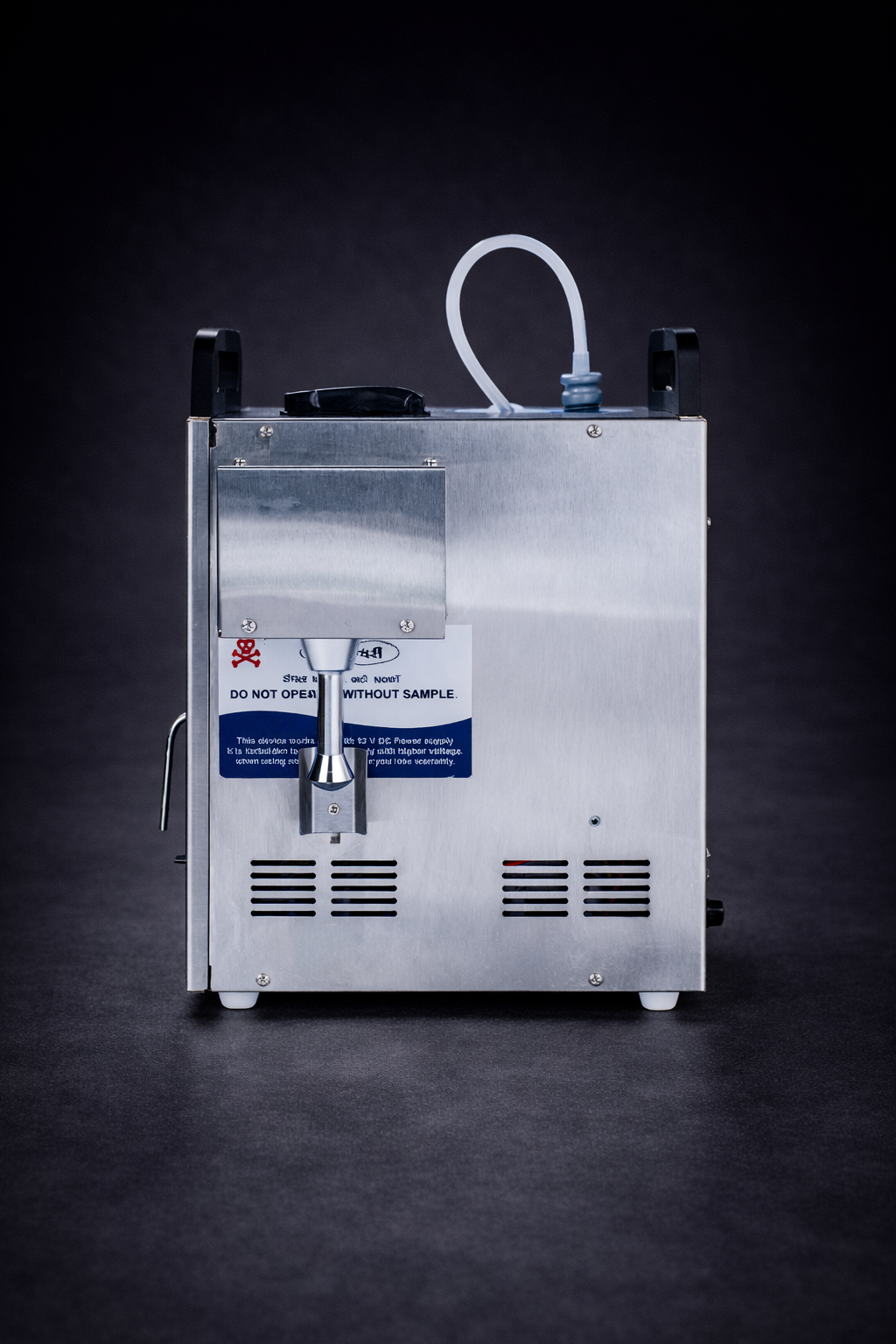 EkoBond Milk Analyzer Angled View Angled side view of EkoBond milk analyzer showing depth and build quality